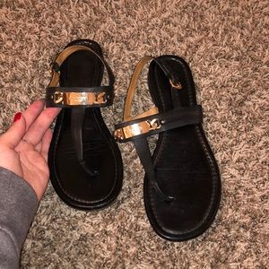 Coach black sandal with gold details!
